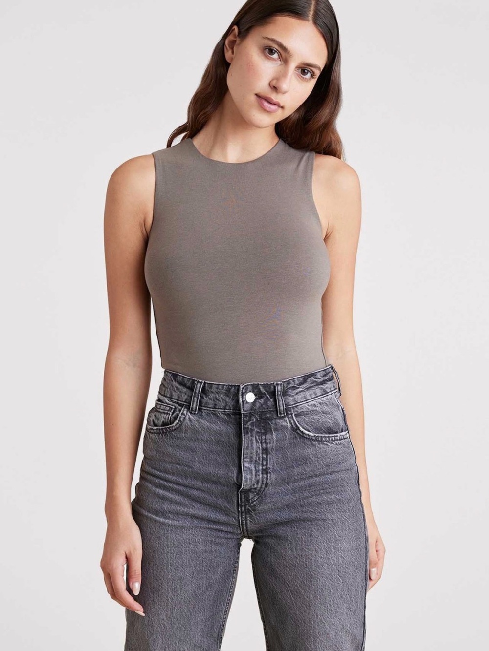 NUUDS Classic Crewneck Tank Bodysuit Mocha M